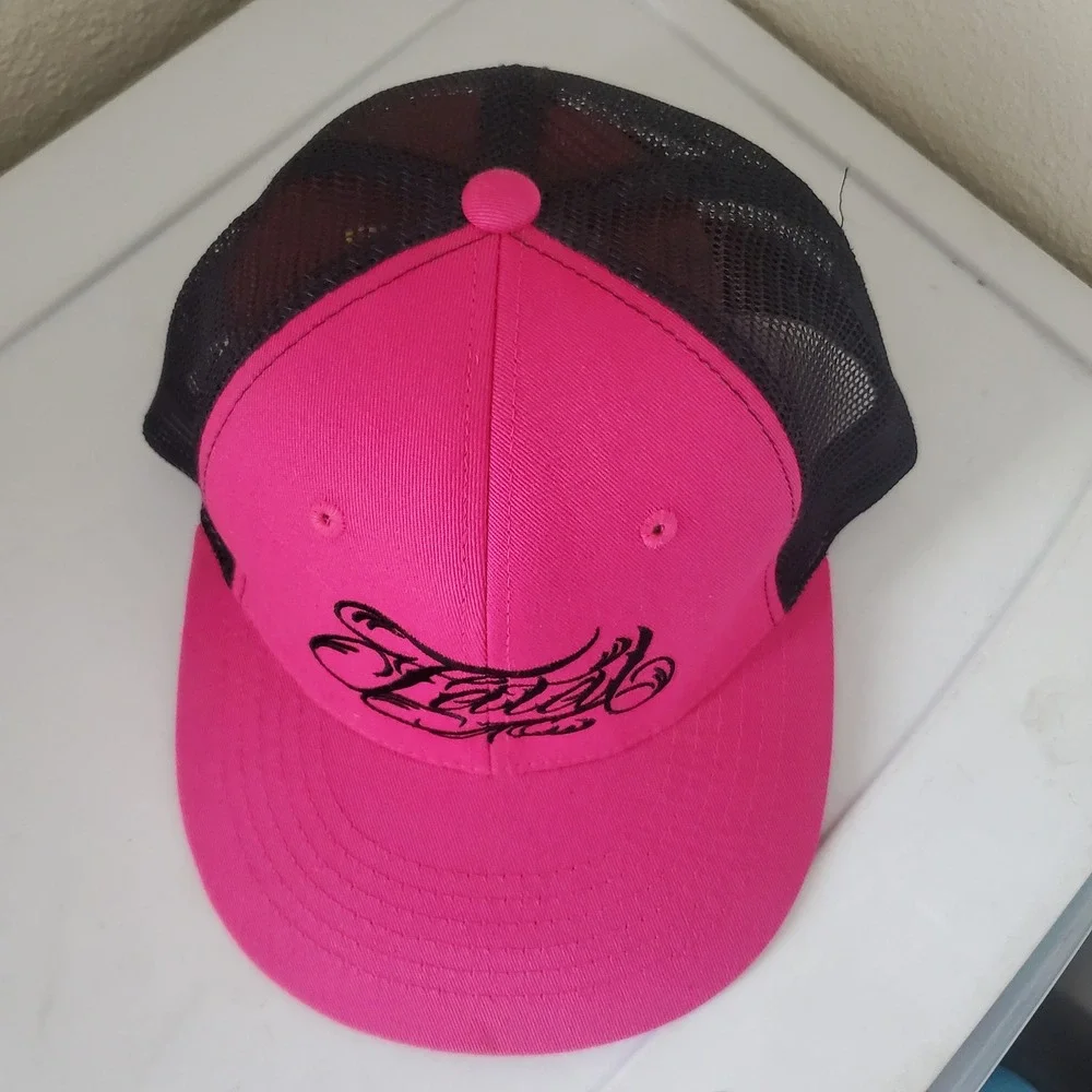 Fatal Clothing Hot Pink Black Trucker Hat Snapback Mesh Cap Embroidered Logo